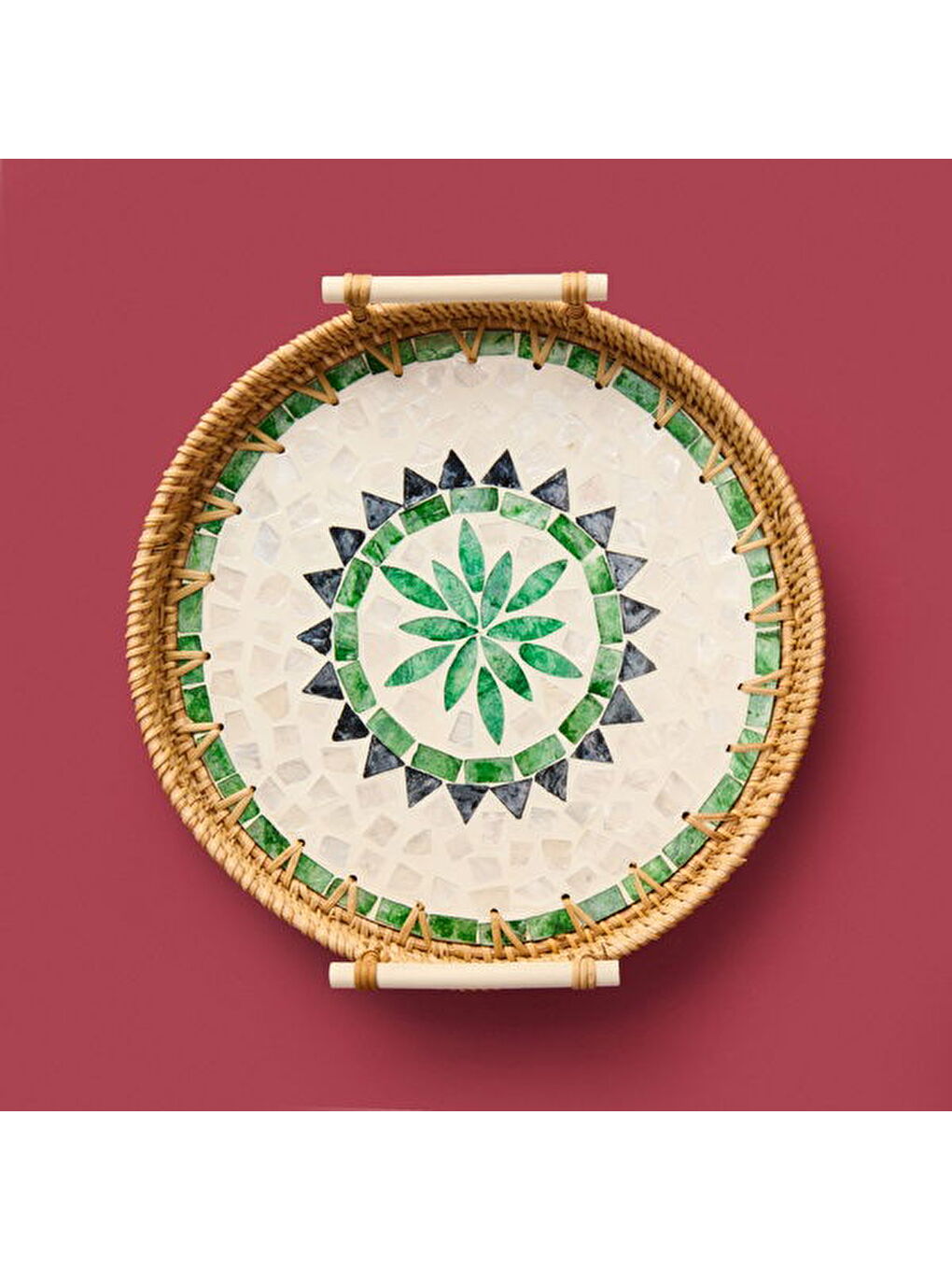 Rattan Tepsi - Kahverengi - 28 cm-1