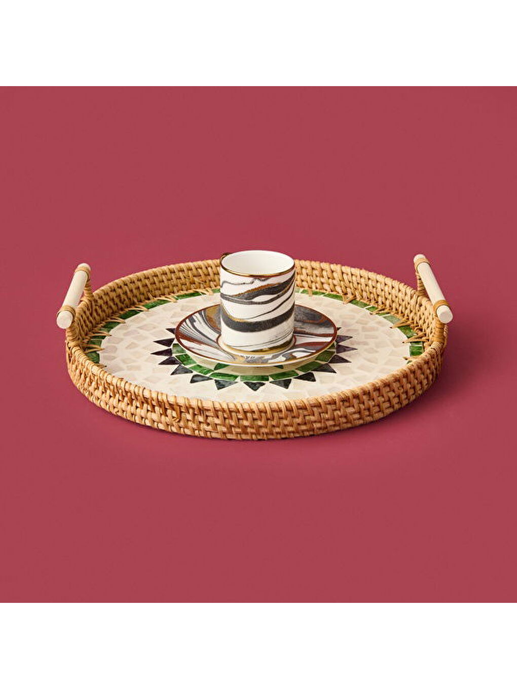 Rattan Tepsi - Kahverengi - 28 cm-3