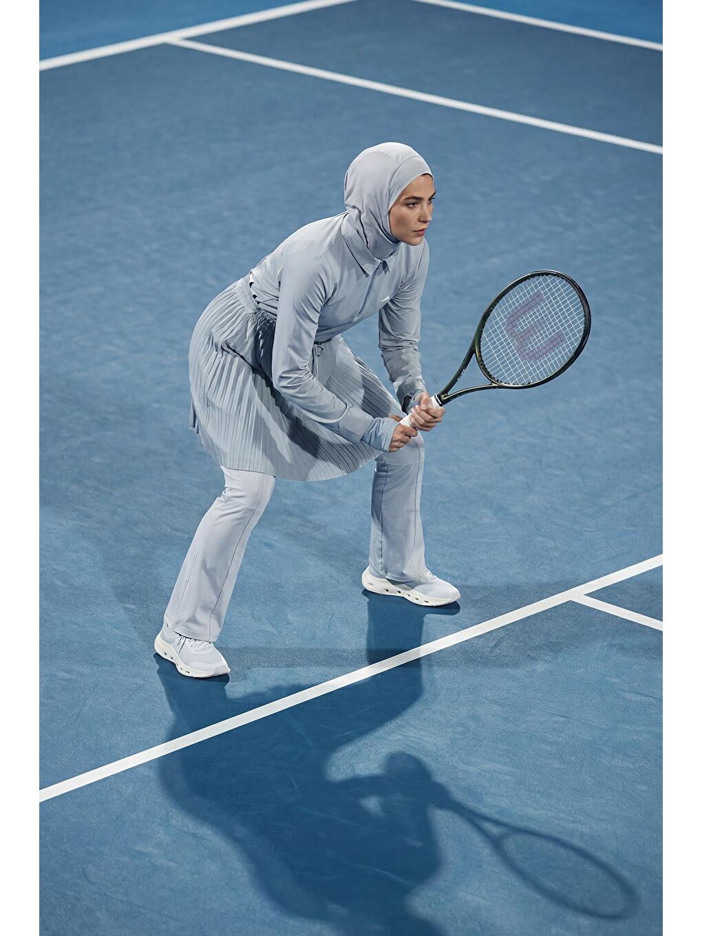 Active H-Per Fit Pileli Mavi Tesettür Tenisçi Üstü Act-41