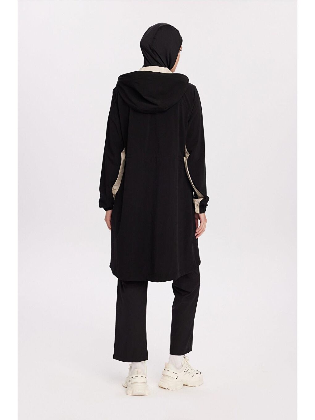 Active H-Per Fit Kapüşonlu Gizli Fermuarlı Siyah Tesettür Yürüyüş Ceketi Act-39-3