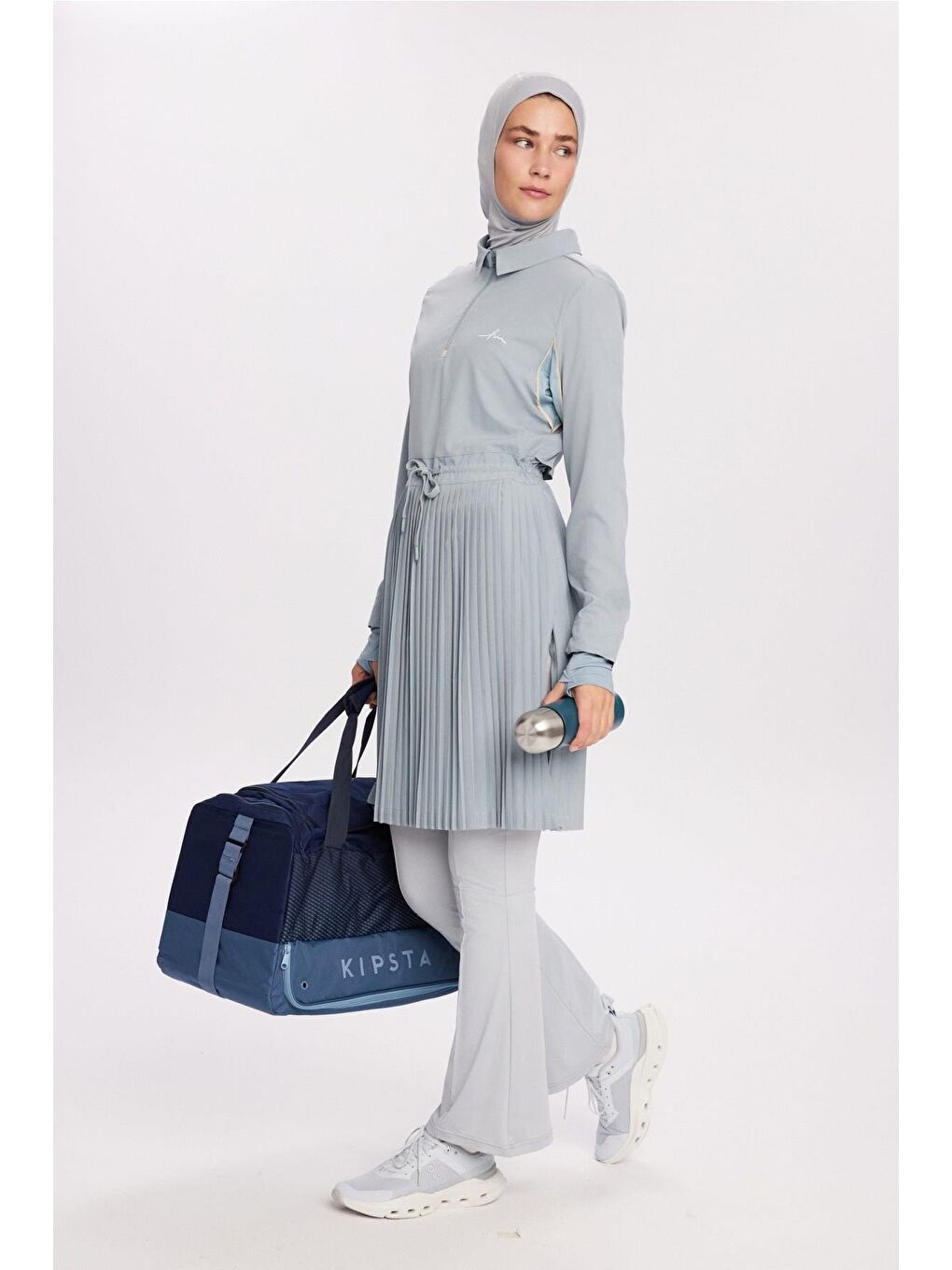 Active H-Per Fit Pileli Mavi Tesettür Tenisçi Üstü Act-41-4