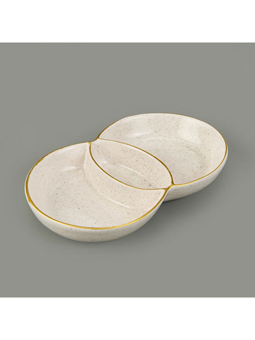 Ekru 3 Bölmeli Sosluk Çerezlik - Krem - 13x21 cm-2