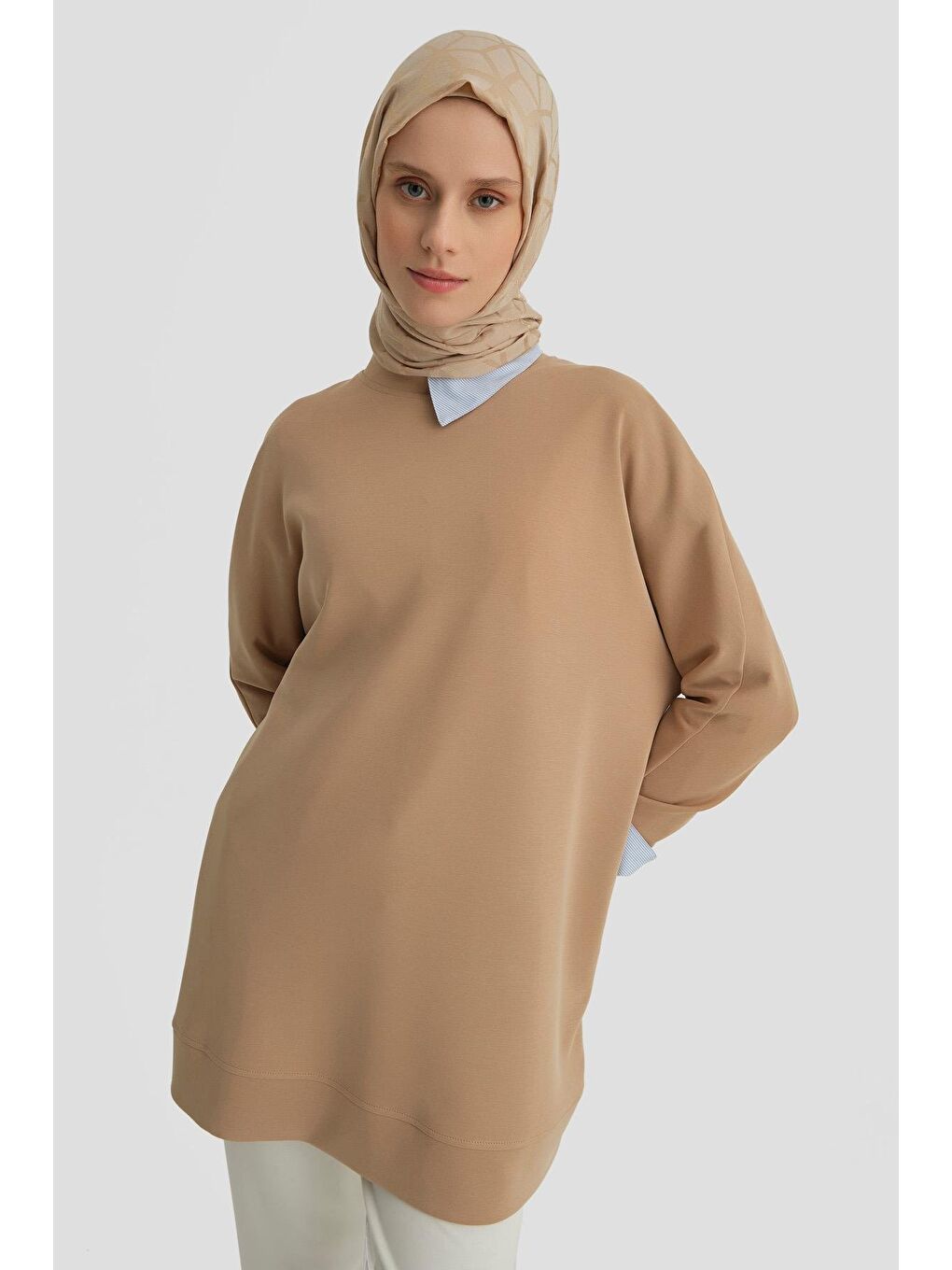 Bej Yarasa Kol Tunik 24Kd4225 Bisküvi