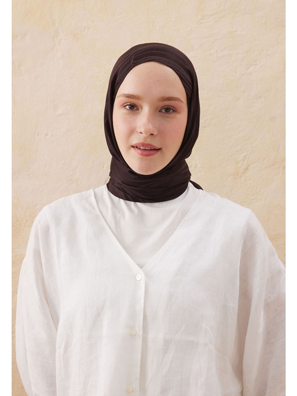 Kahverengi Wave Jakarlı Şal Acı Kahve-2