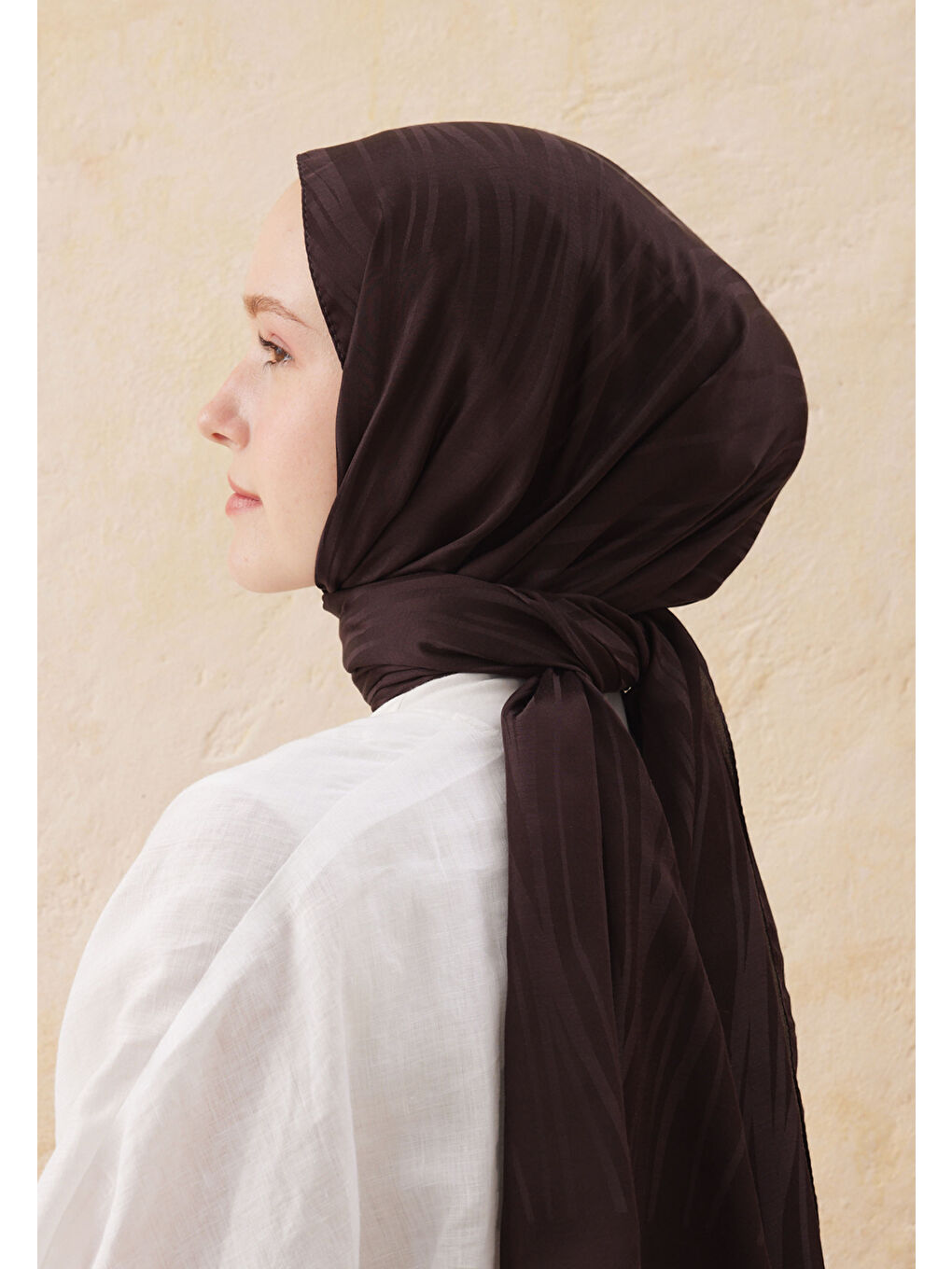 Kahverengi Wave Jakarlı Şal Acı Kahve-3