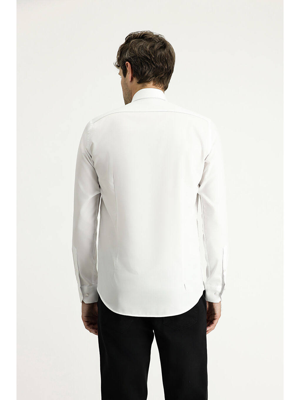 Beyaz Uzun Kol Slim Fit Dar Kesim Non Iron Klasik Pamuklu Gömlek-3