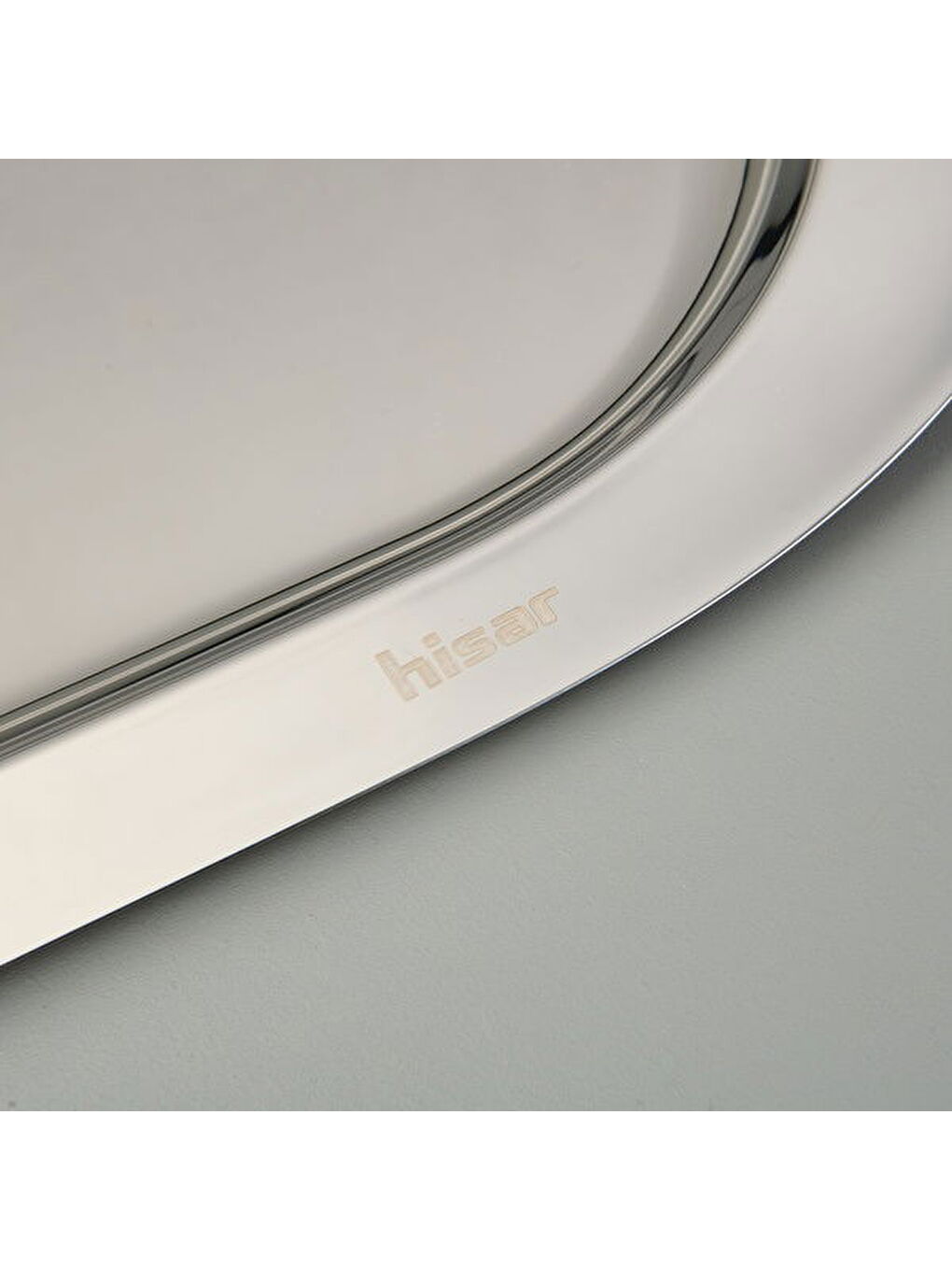 Gri Monaco Oval Çelik Tepsi - Inox - 48x31 cm-3