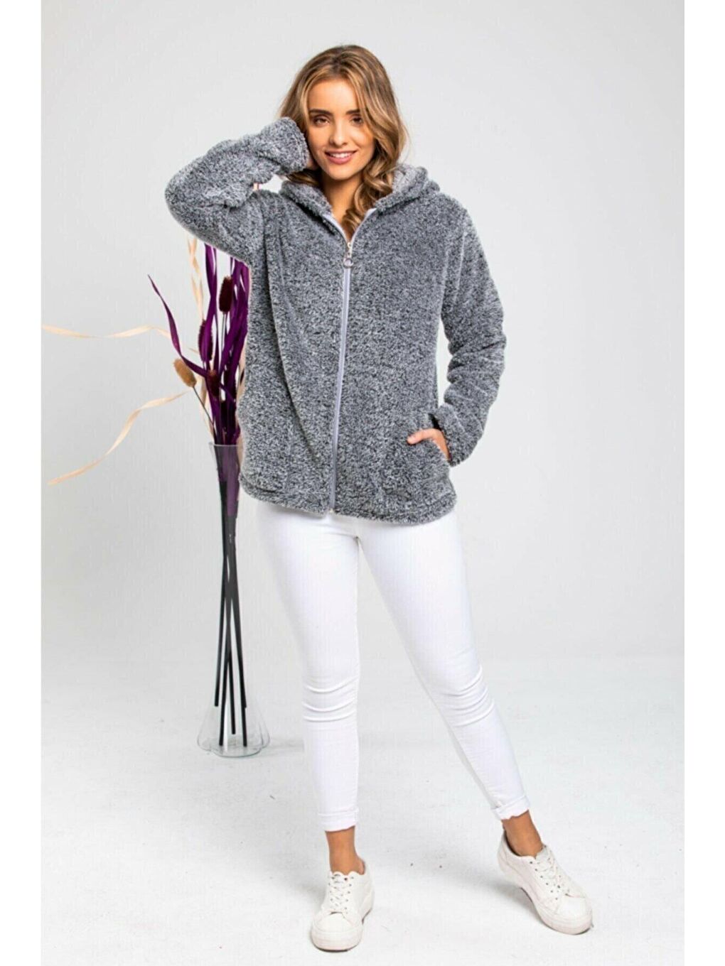 Gri Fermuarlı Polar Sweat-1