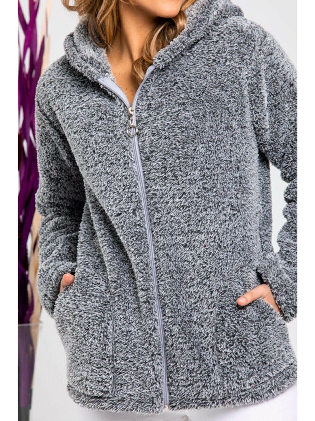 Gri Fermuarlı Polar Sweat-2