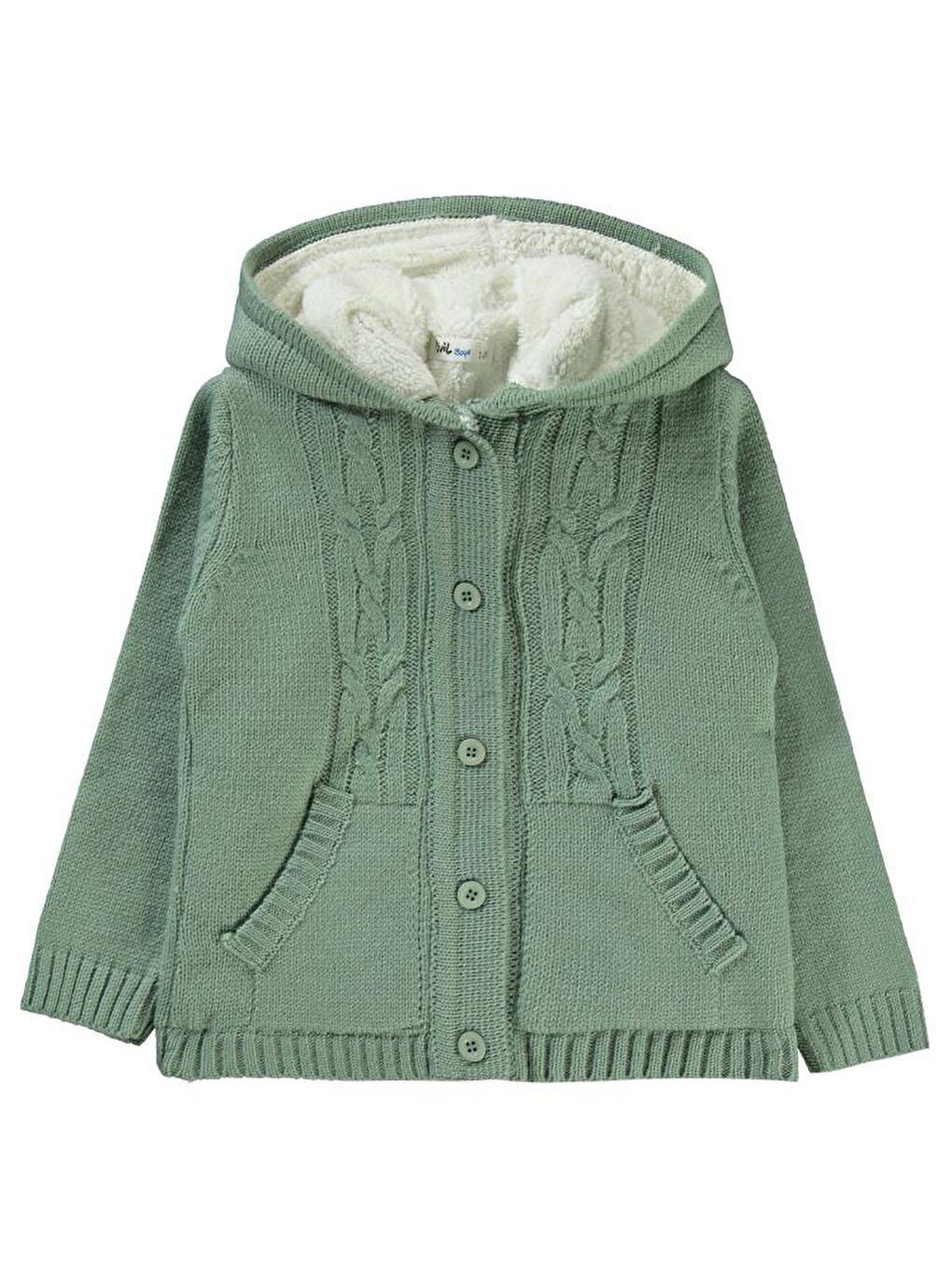 Yeşil Boys İçi Welsoftlu Saç Örgülü 2-5 Yaş Hırka-1