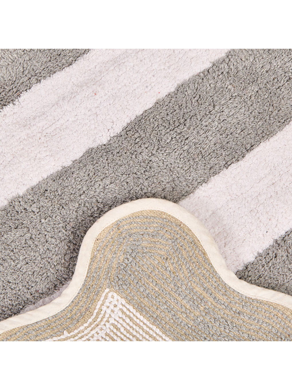 Soft Tufting Line Banyo Paspası - Ekru / Gri - 60x90 cm-2