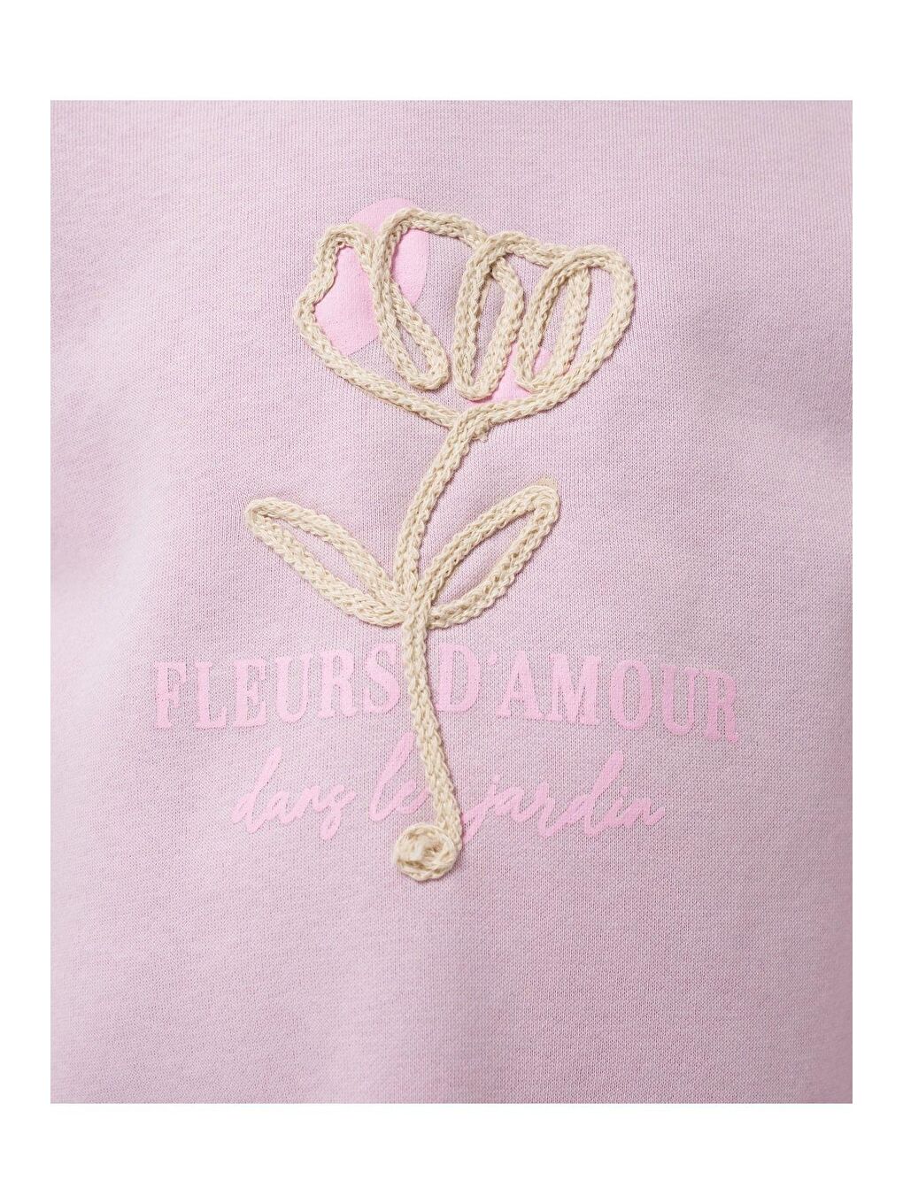 Lila Kız Çocuk Baskılı Şardonlu Nakış Detaylı 3 İplik Kumaş Fitilli Taytlı Altüst Takım-2