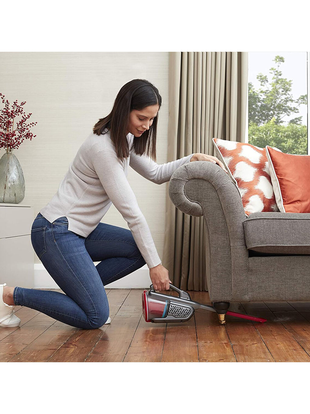 BHHV315J-QW Şarjlı Jack Girişli El Süpürgesi - Gri / Kırmızı-5