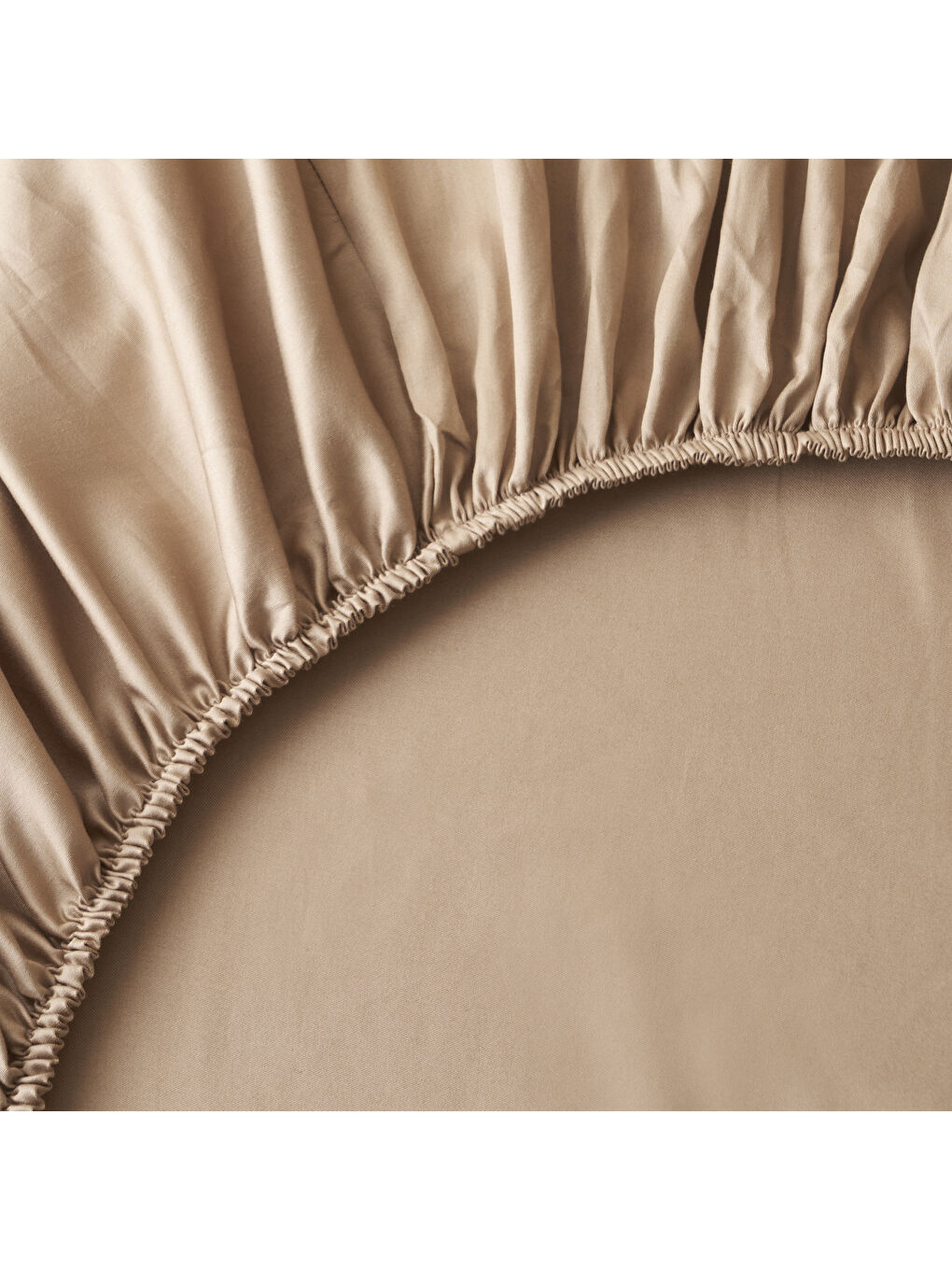 Bej %100 Pamuk Saten Supreme Basic Tek Kişilik Lastikli Çarşaf Vizon (100x200x35 cm)-1