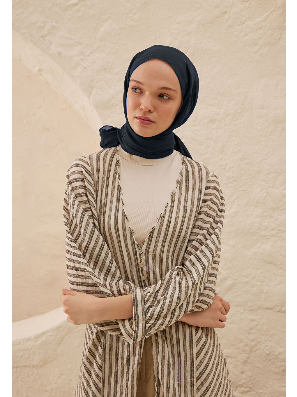 İnce Pamuk Vual Şal Koyu Mavi-2