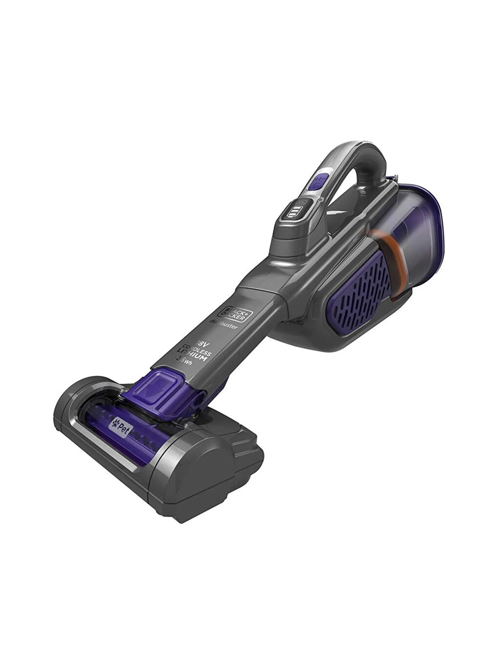 BHHV520BFP-QW Pet Başlıklı Şarjlı Süpürge - Gri / Mor - 18 Volt-1