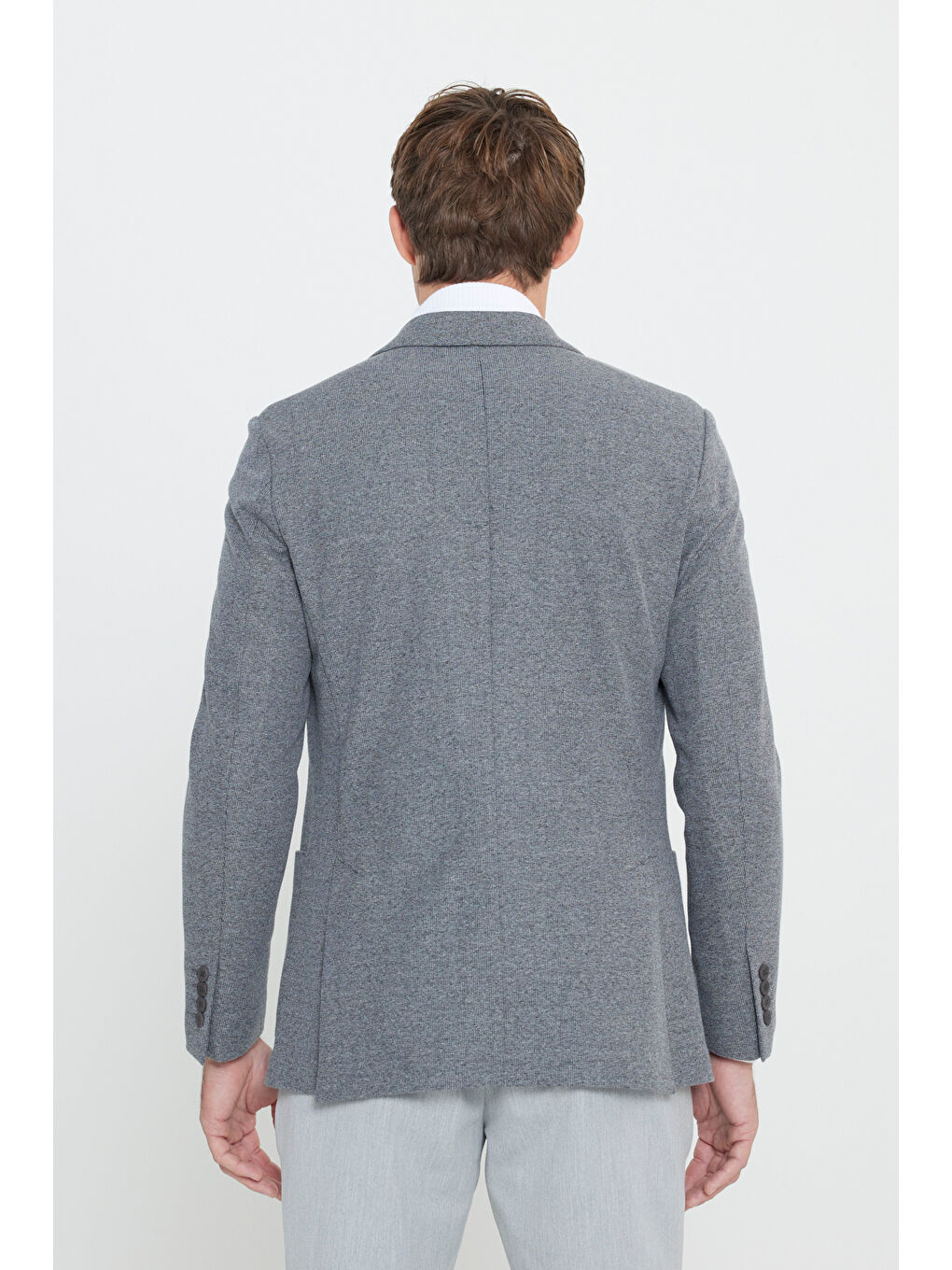 Erkek Siyah-Gri Slim Fit Dar Kesim Mono Yaka Armürlü Torba Cepli Ceket-4