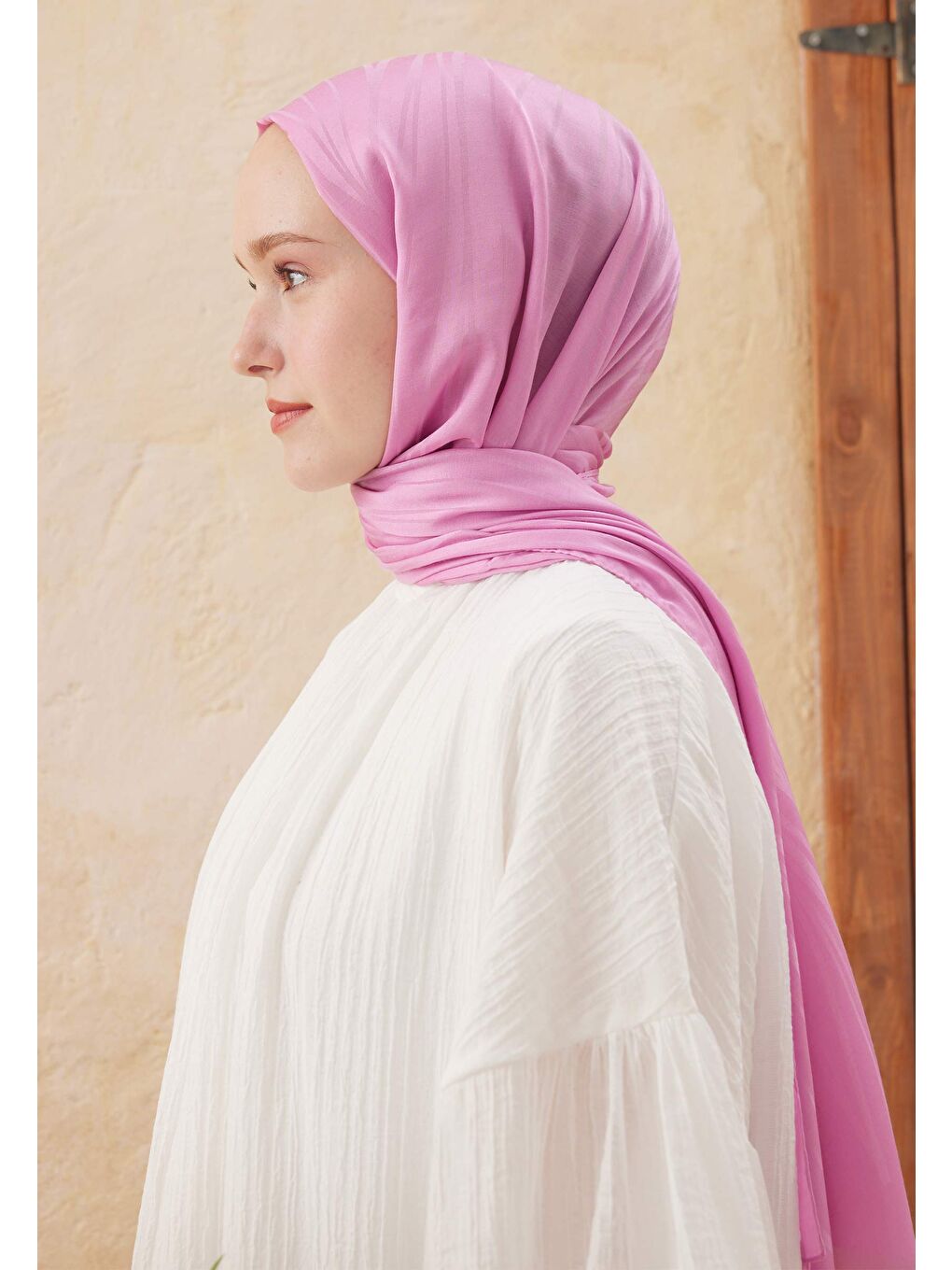 Wave Jakarlı Şal Pembe-3