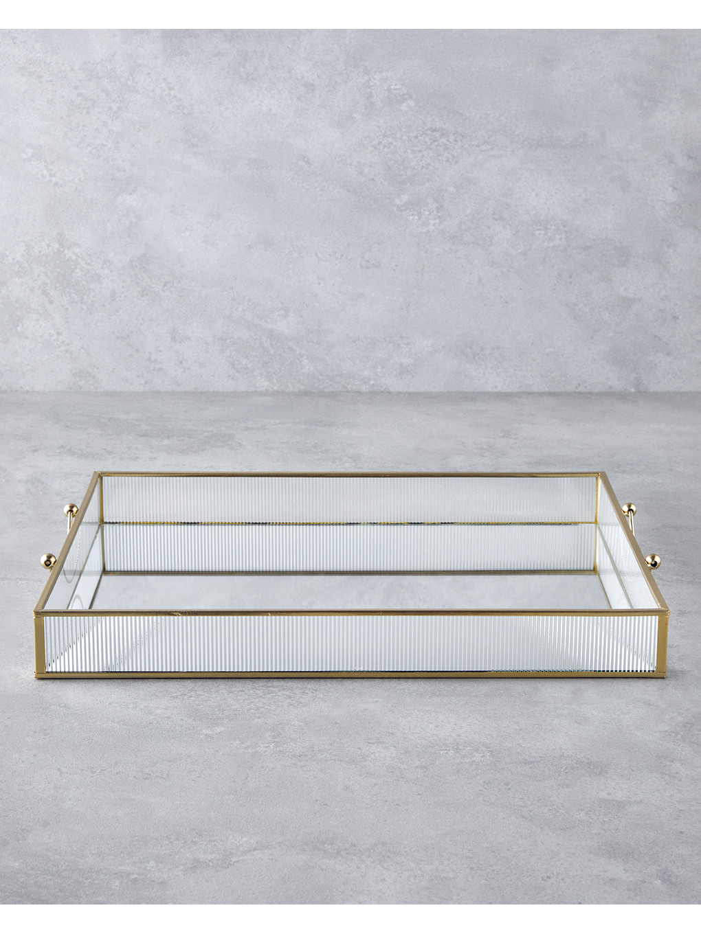 Sarı Marsilya Cam Dekoratif Tepsi 43.3x33x5cm Gold-1