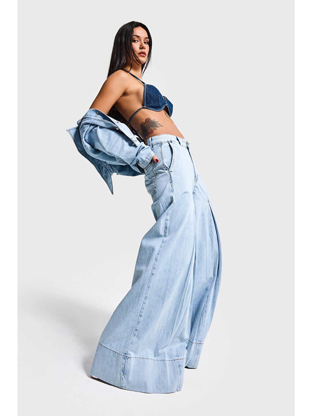 Mavi Kadın Jean Rengi 3s6-3 Süper Palazzo Fit Viskon Kumaş Denim Jean-1