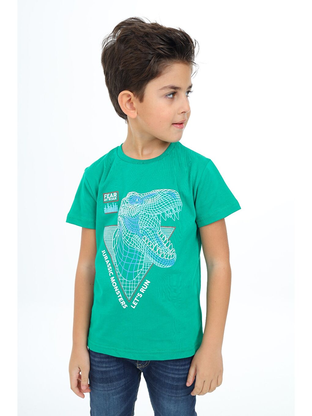 Yeşil Erkek Çocuk Baskılı Tişört-1