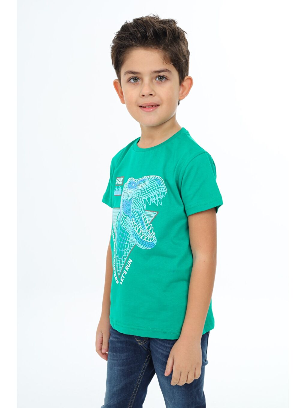 Yeşil Erkek Çocuk Baskılı Tişört-2