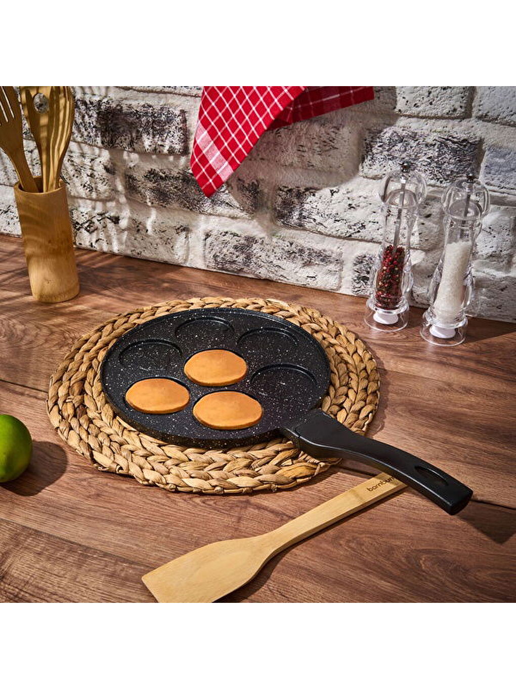 Emojili Pankek Tavası - Gri - 26 cm