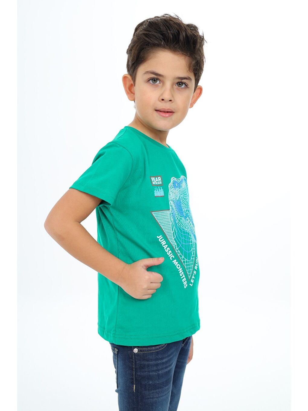 Yeşil Erkek Çocuk Baskılı Tişört-3