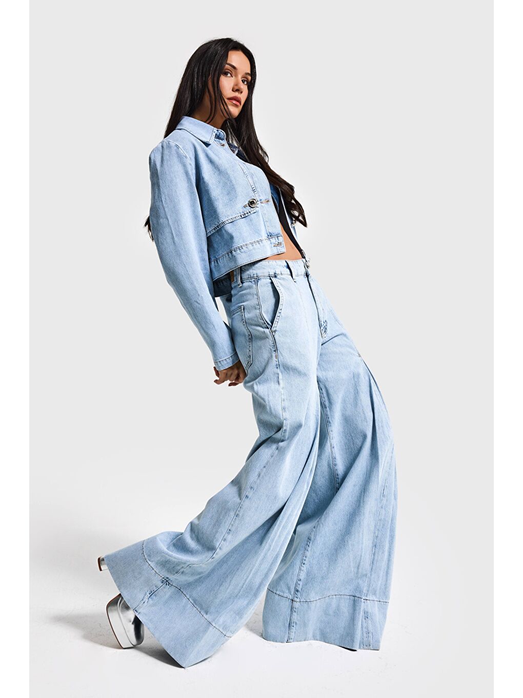 Mavi Kadın Jean Rengi 3s6-3 Süper Palazzo Fit Viskon Kumaş Denim Jean-3