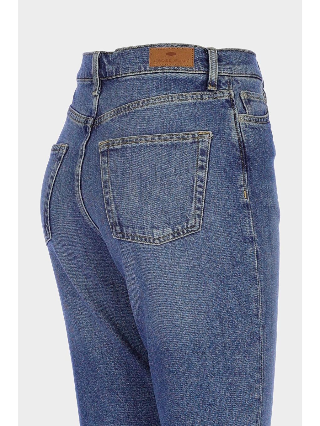 Sydney Yüksek Bel Orta Mavi Patı Fermuarlı Slim Fit Jean Pantolon C 4529-092-2