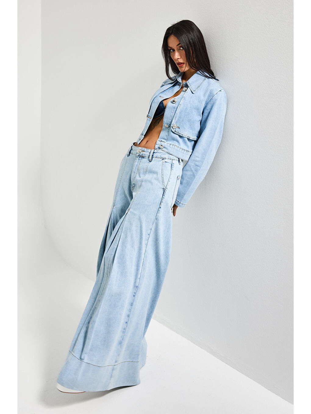 Mavi Kadın Jean Rengi 3s6-3 Süper Palazzo Fit Viskon Kumaş Denim Jean-4