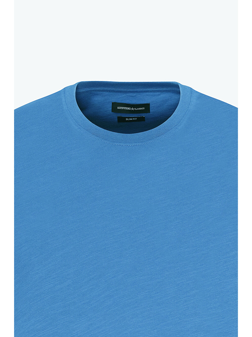 Erkek İndigo Slim Fit Dar Kesim %100 Pamuk Bisiklet Yaka Tişört-6
