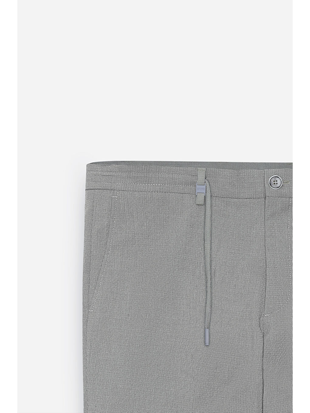 Erkek Gri Slim Fit Dar Kesim Beli Bağlamalı Gofre Desenli Yan Cepli Şort-6