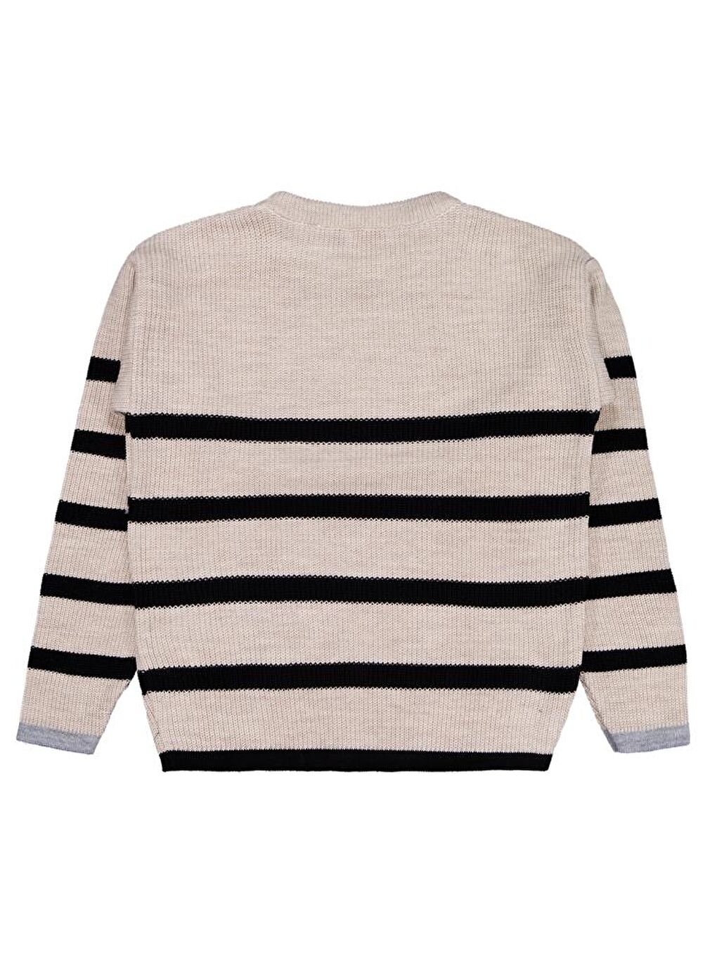 Bej Girls Çizgili 10-13 Yaş Kazak-1