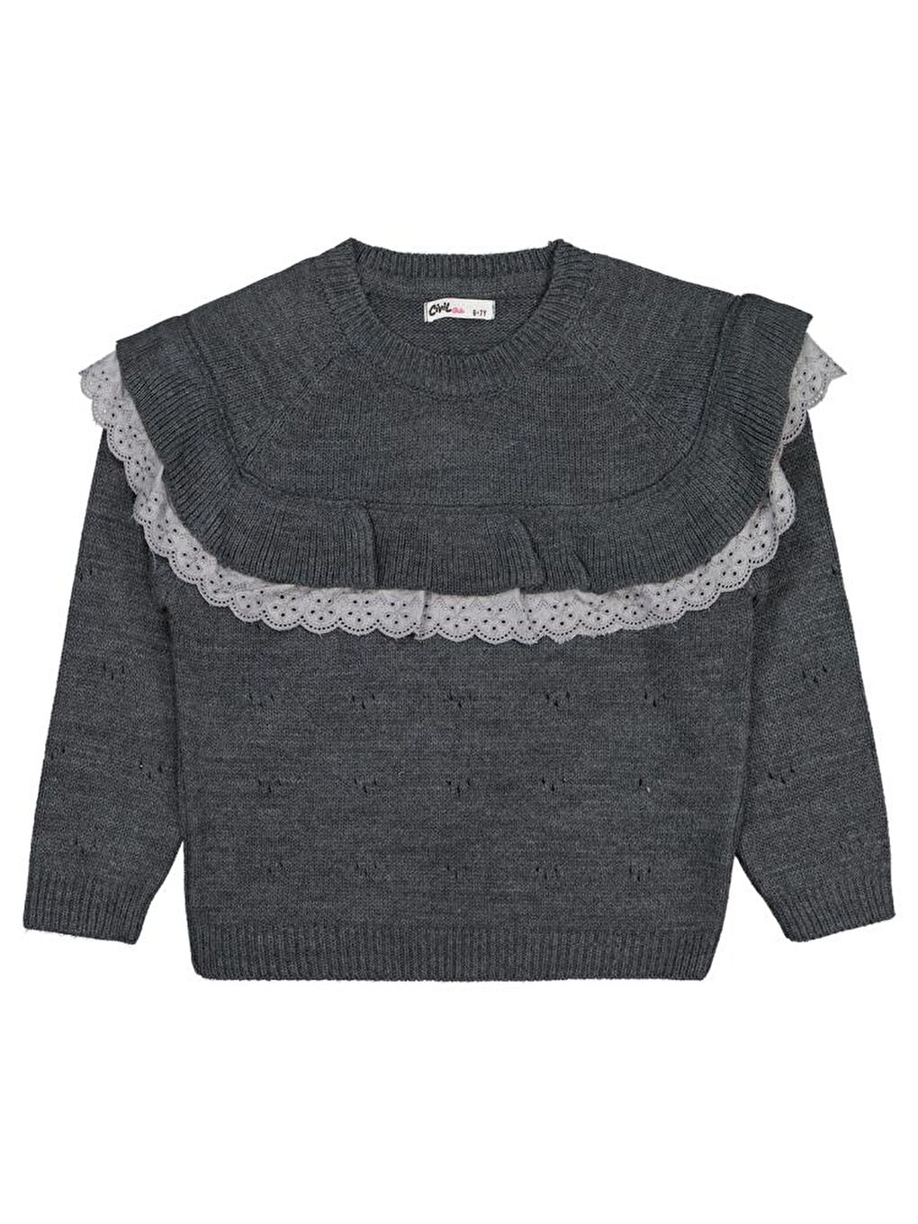 Antrasit Girls Roba Fırfırlı 6-9 Yaş Kazak