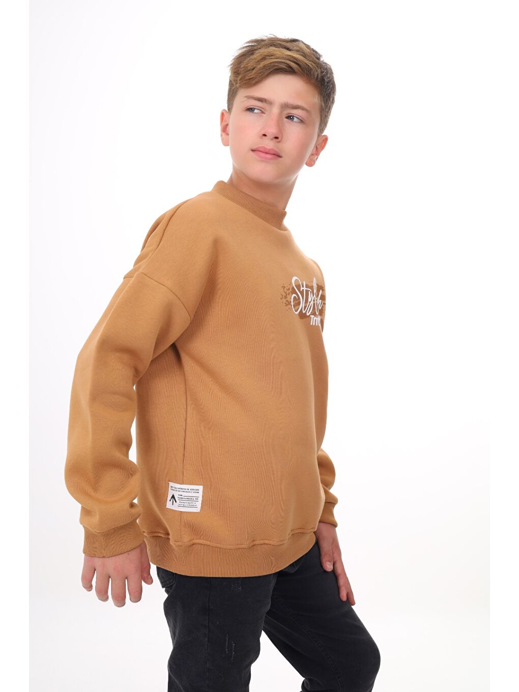 Kahverengi Erkek Çocuk Baskılı Sweatshirt-3