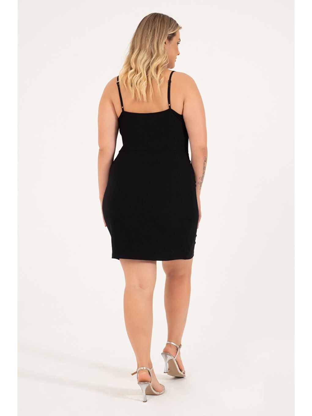 Siyah Anvelop Drapeli Elbise-4