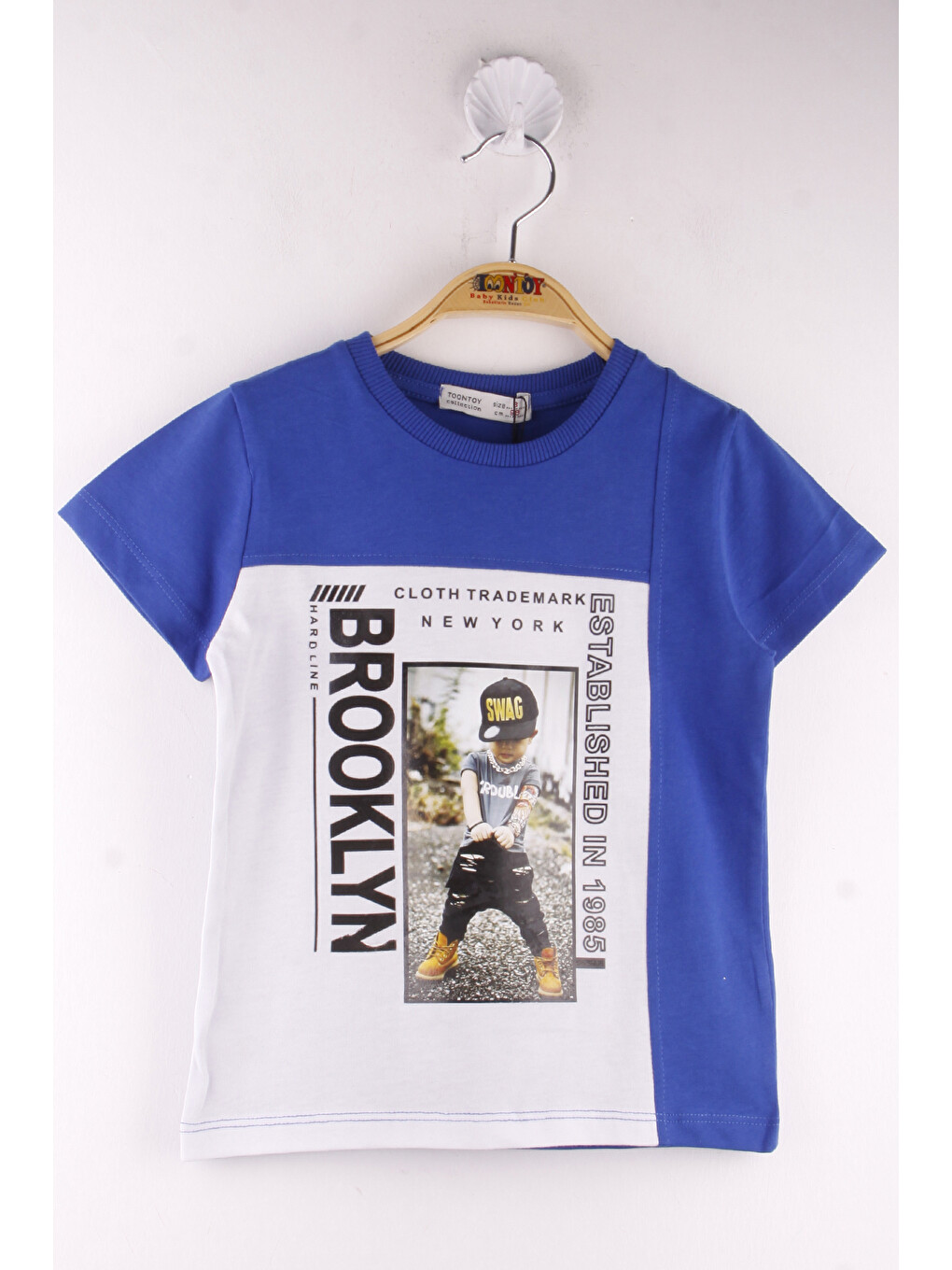 Mavi Erkek Çocuk Brooklyn Baskılı Garnili Tişört