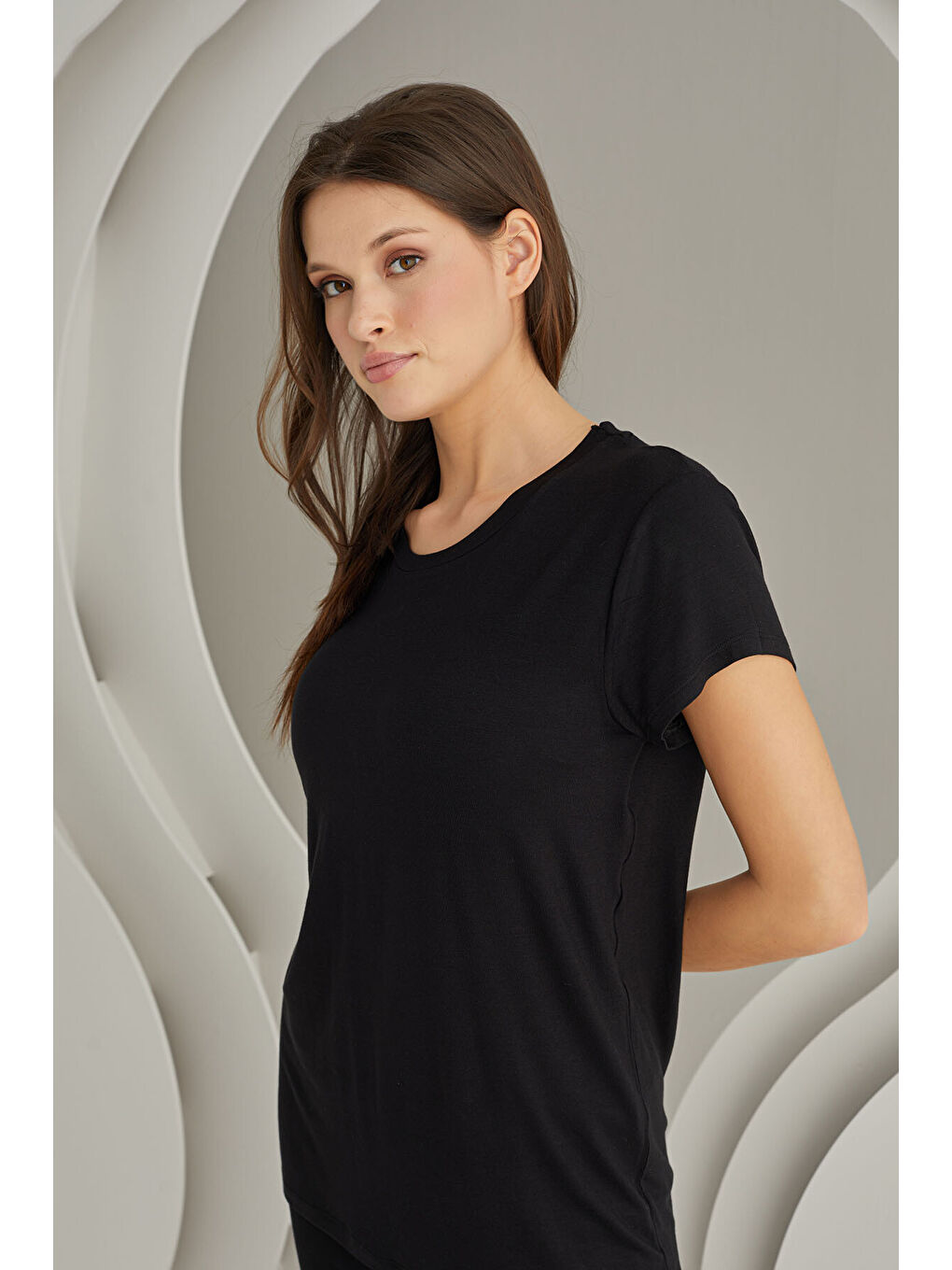 Siyah Viskon Sütyenli Pijama Takımı-2