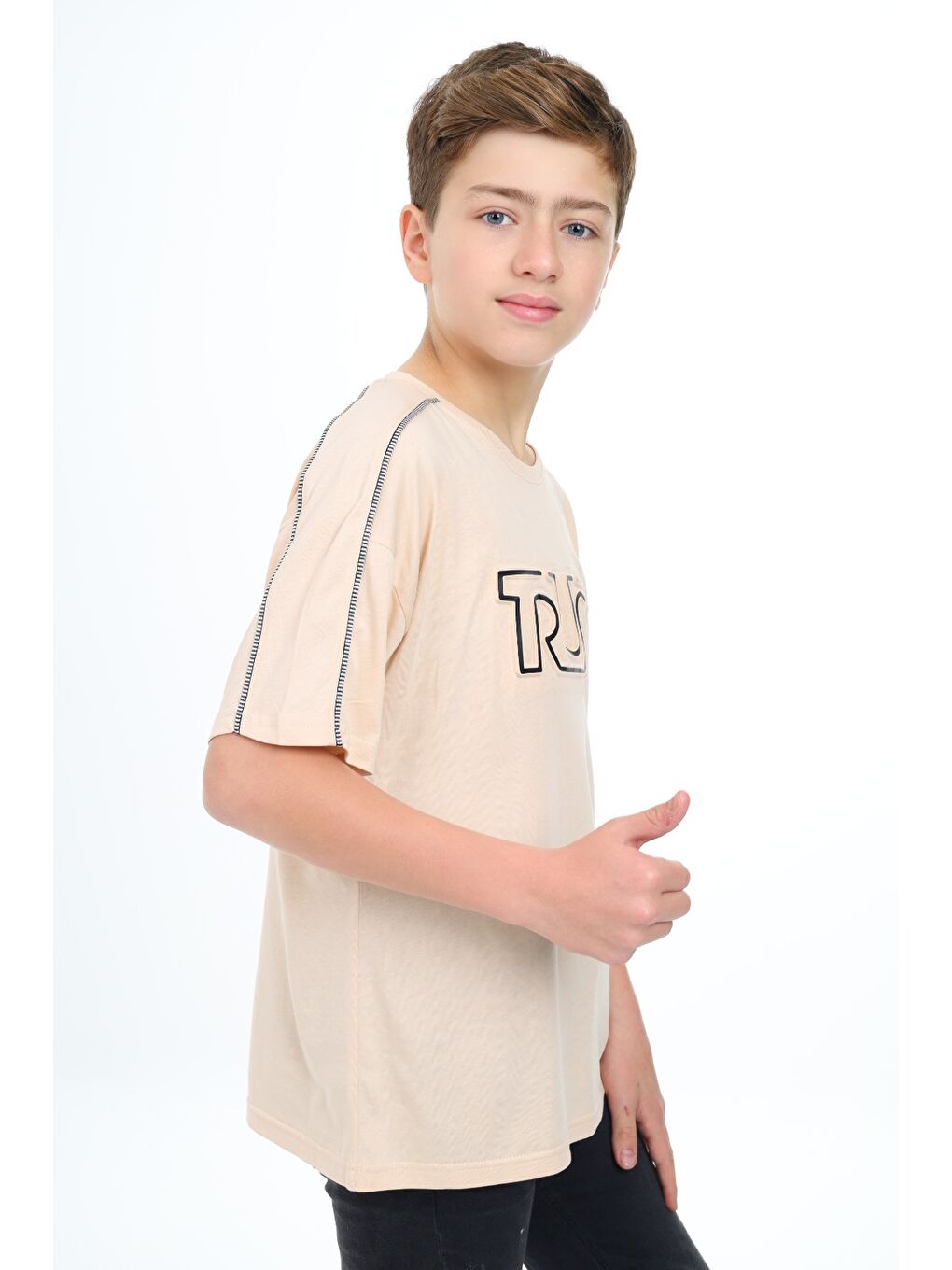 Bej Erkek Çocuk Baskılı Tişört-2