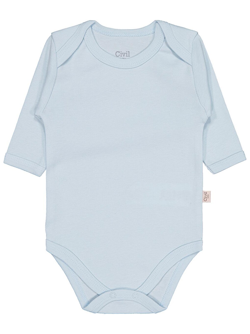 Baby Düz Renkli Uzun Kol 0-1 Ay Çıtçıtlı Badi - Mavi