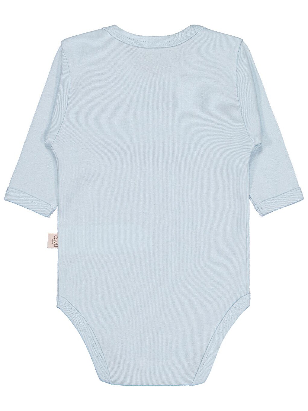 Baby Düz Renkli Uzun Kol 0-1 Ay Çıtçıtlı Badi - Mavi-2