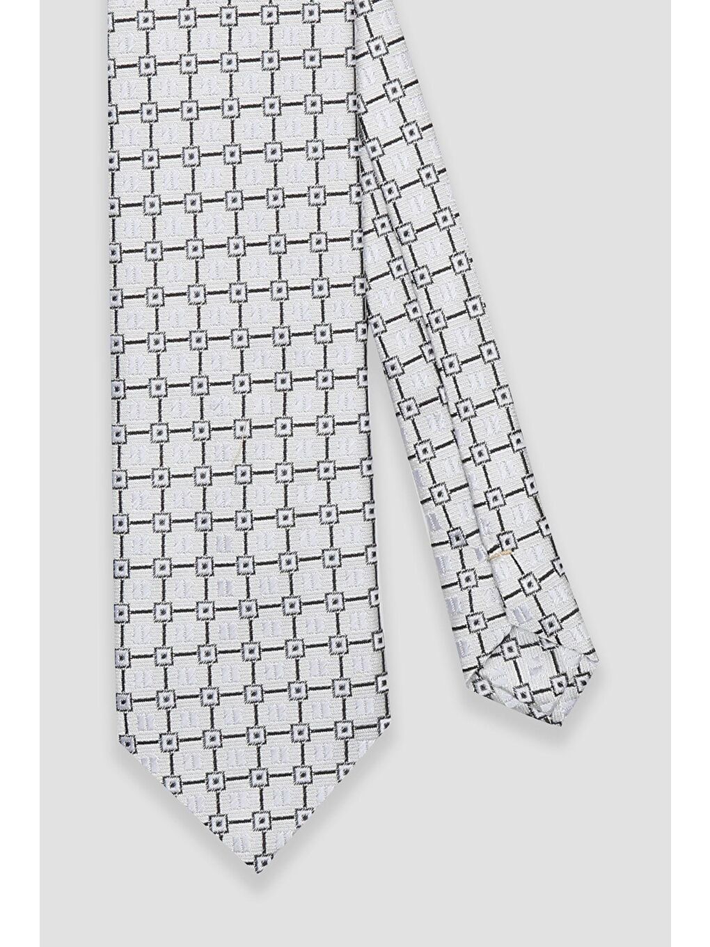 Kravat 8 Cm Mikrofiber Polyester Beyaz Erkek Desenli Kravat-1