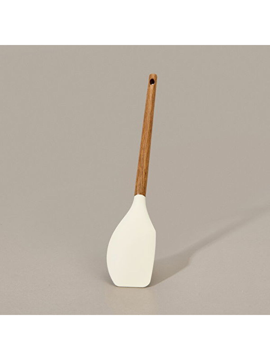 Akasya Saplı Silikon Servis Spatulası - Kahverengi / Krem