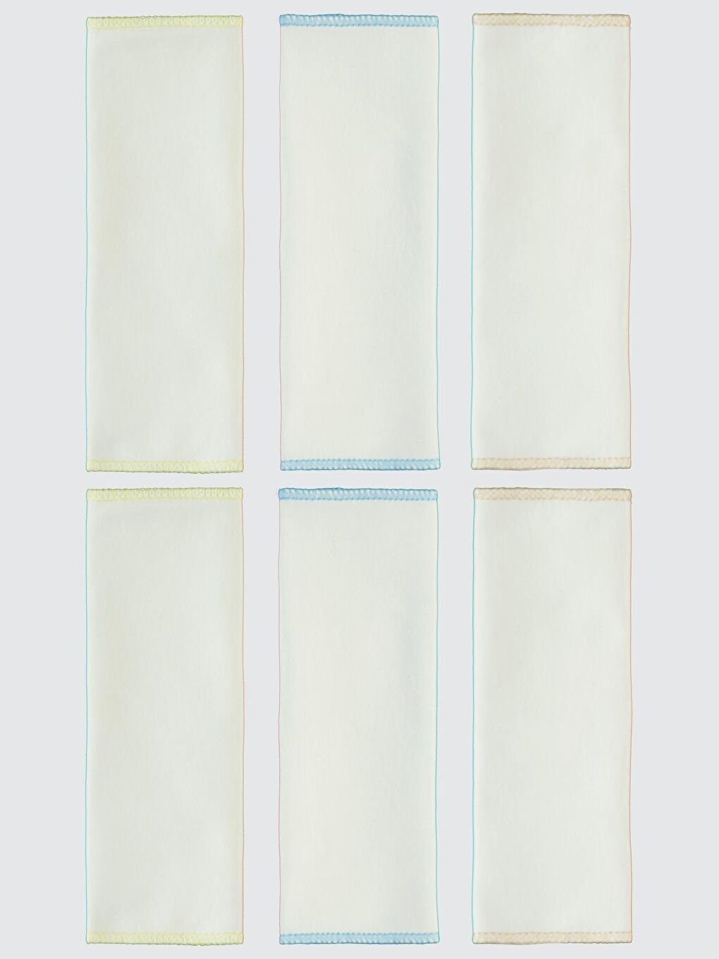 Bebek 6'lı Ağız Mendili 20x20 cm - Mavi Standart-2