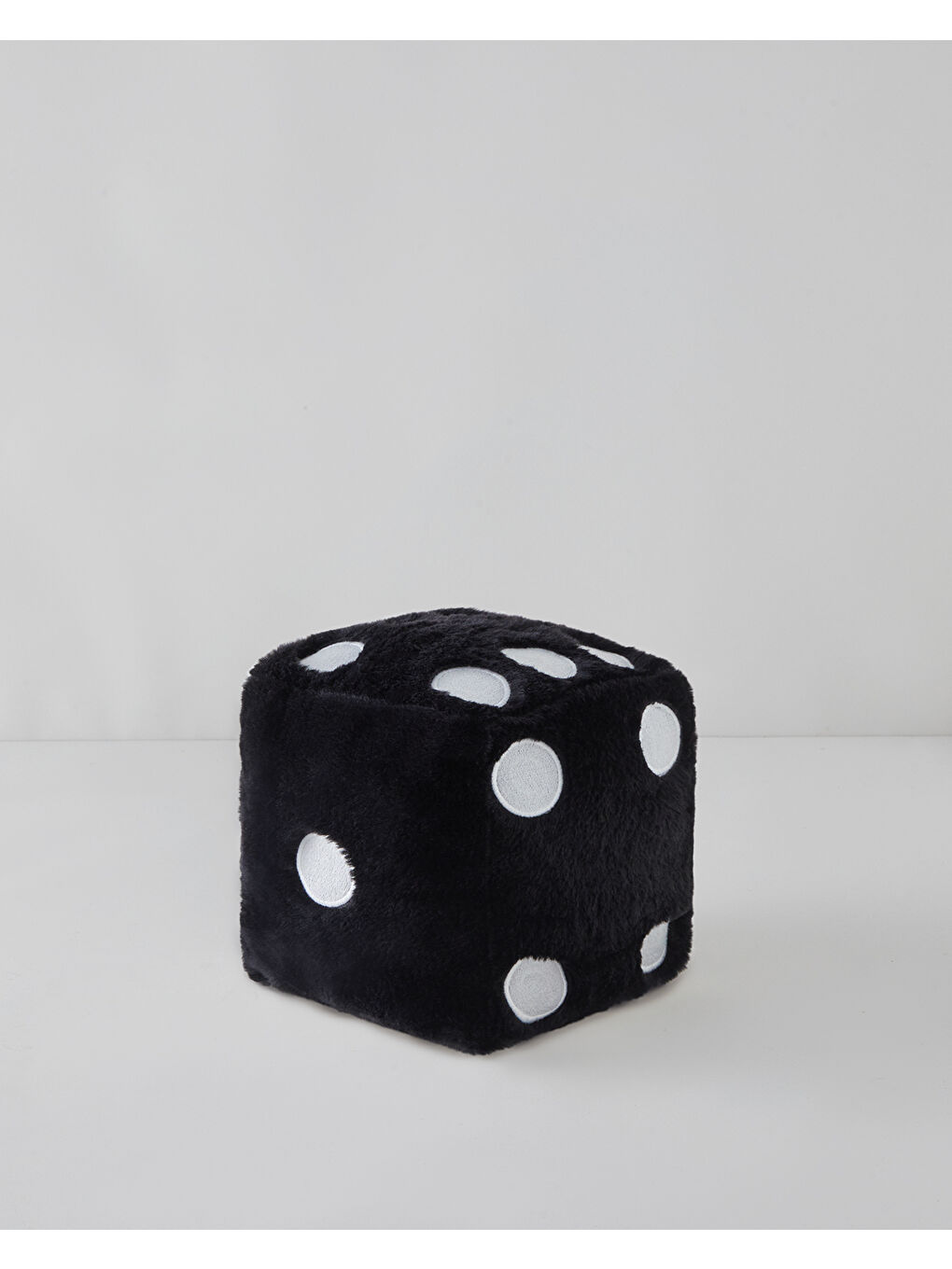 Beyaz Dice Dekoratif Kırlent 20x20 cm Siyah