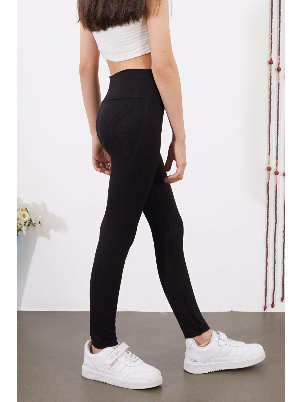 Kız Çocuk Yüksek Bel Fitilli 2'li Basic Tayt Siyah-Pembe 18972-3