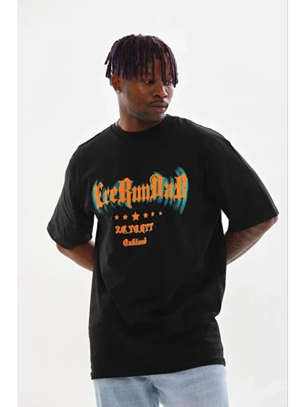 Siyah Erkek Baskılı Tişört