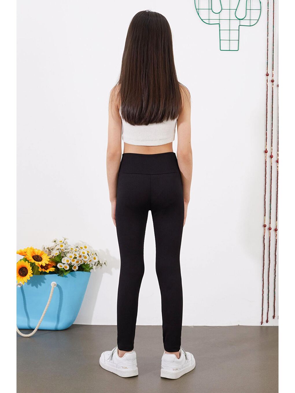 Kız Çocuk Yüksek Bel Fitilli 2'li Basic Tayt Siyah-Pembe 18972-4