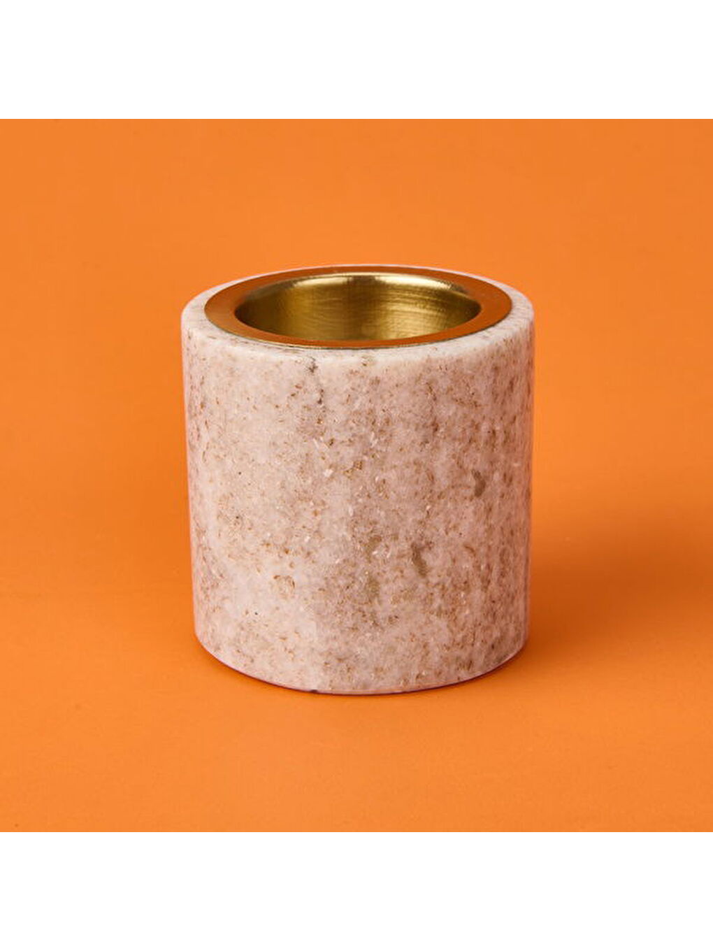 Marble Şamdan Mumluk - Bej - 6 cm